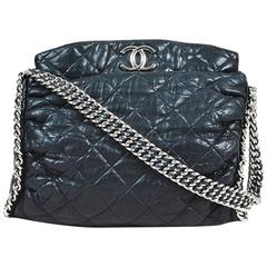 Chanel Black Lambskin Leather Silver Tone "Chain Around" Hobo Bag
