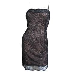 Geoffrey Beene 1980's Silk Lace Slip Dress 6