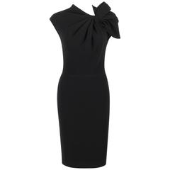 LANVIN A/W 2009 Black Neoprene Stretch Twist Bow Sheath Cocktail Dress 5