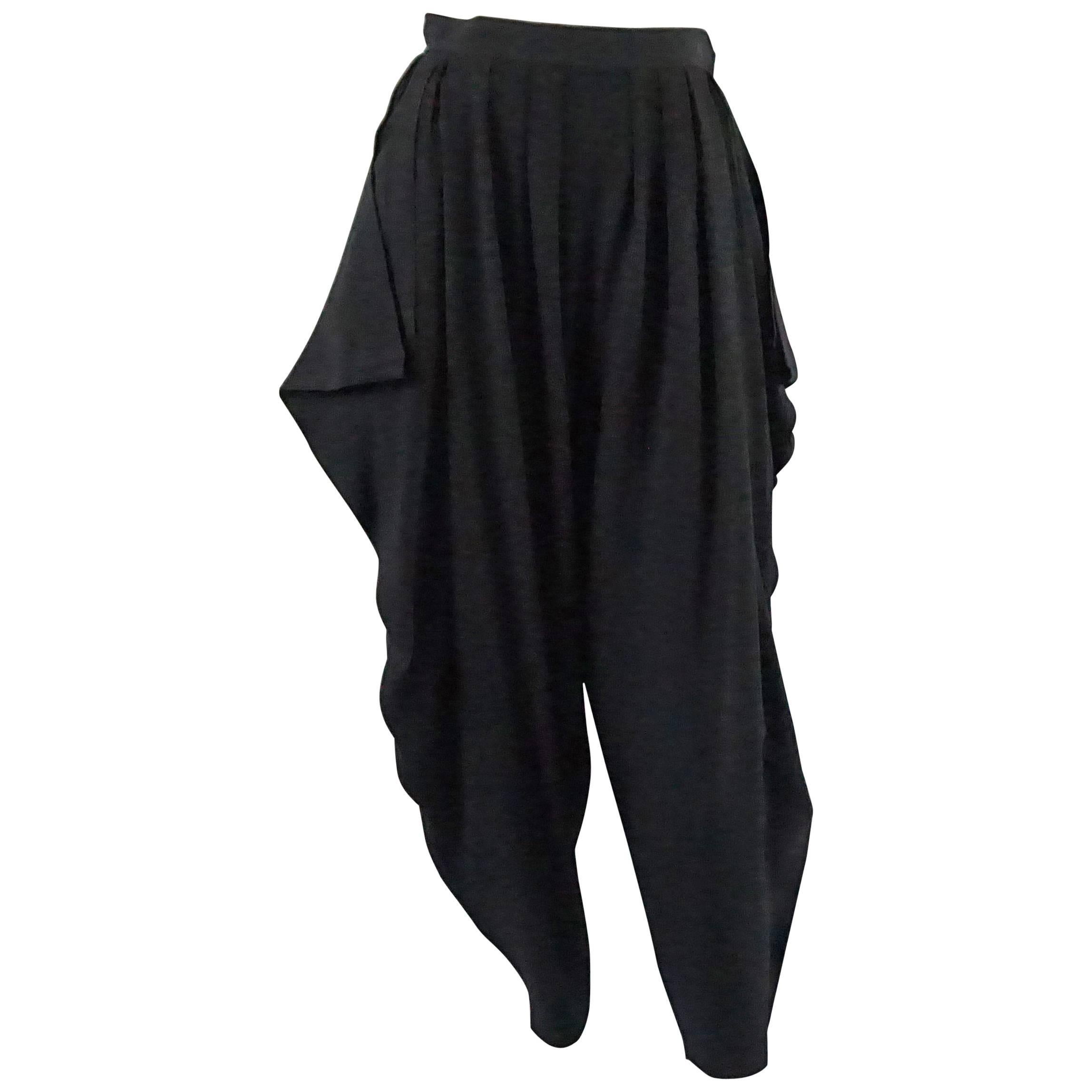 YSL Black Wool Harem Pants - S - 1980's For Sale at 1stDibs