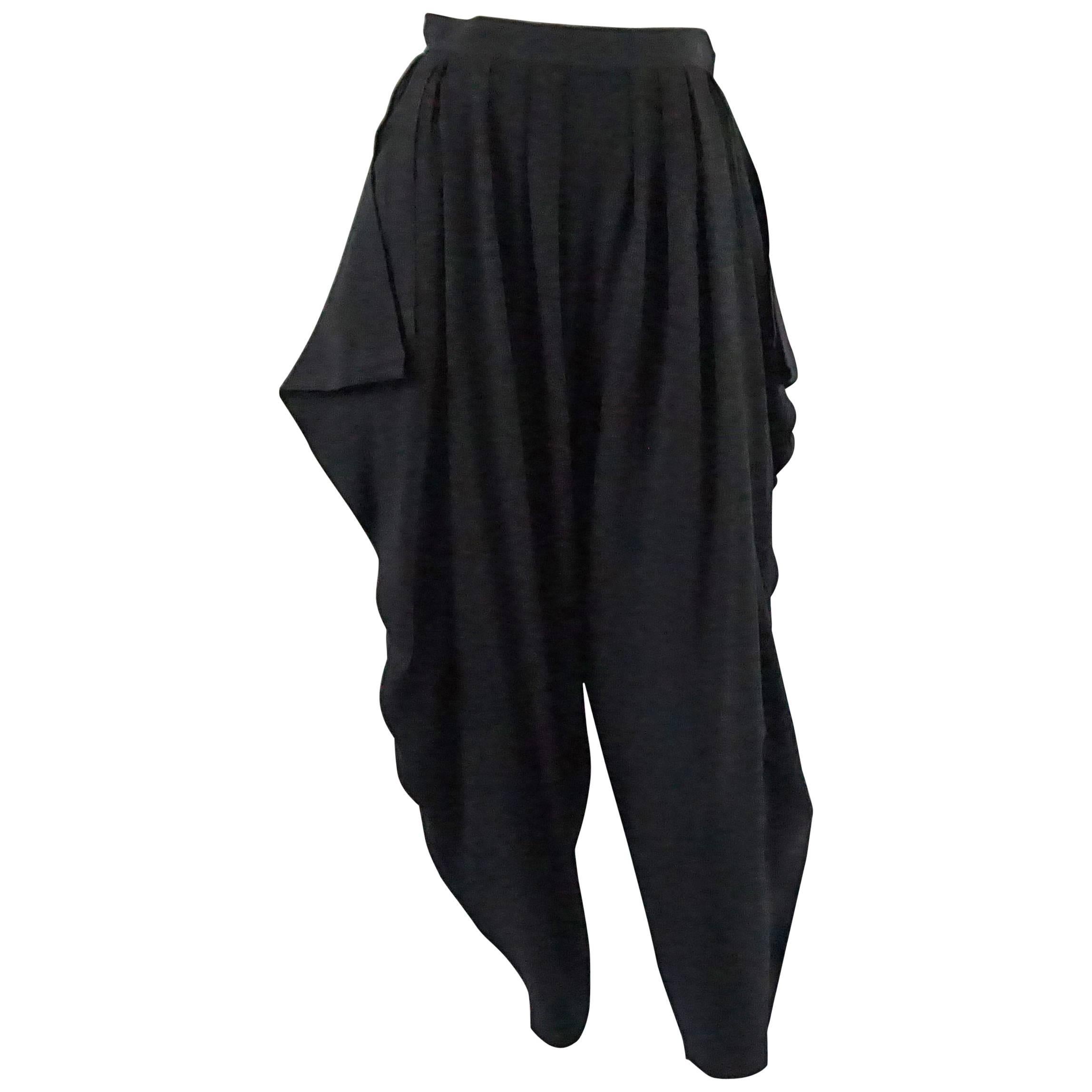 YSL Black Wool Harem Pants - S - 1980's
