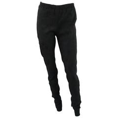 Chanel Black Brocade Silk Skinny Pants - 42