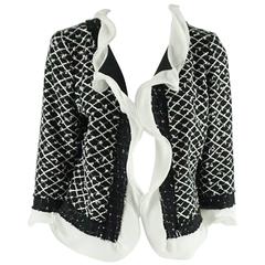 Oscar de la Renta Black and White Tweed Jacket - 10 9