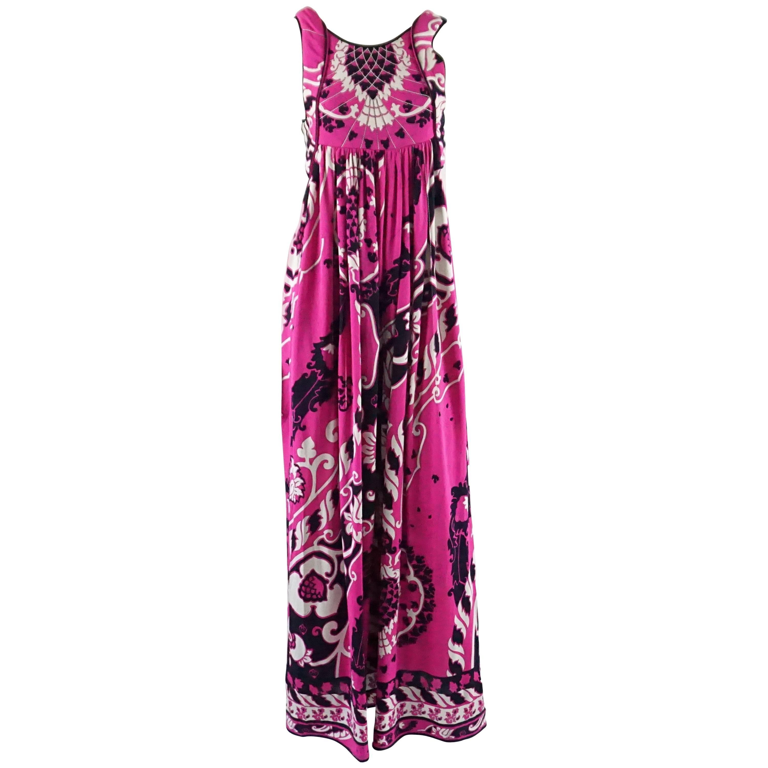 Leonard Pink, Black, and White Print Jumpsuit - 36 For Sale