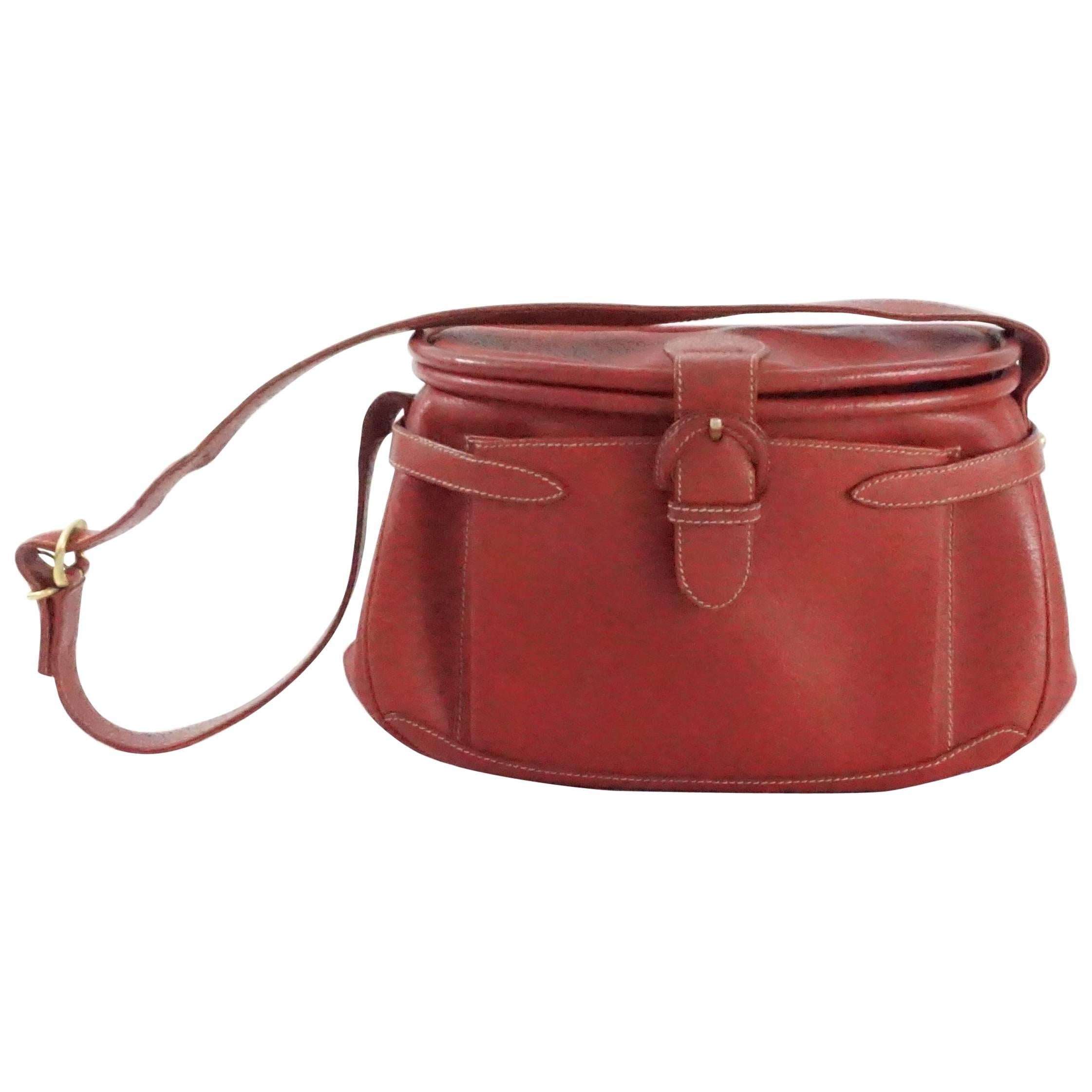 Gucci Red Leather Vintage Shoulder Bag - 1980's 