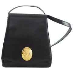 Sac à bandoulière en cuir noir vintage de Nina Ricci - 1990's 