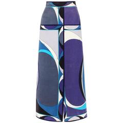 EMILIO PUCCI c.1960's Blue Velvet Signature Windowpane Print Maxi Skirt 11