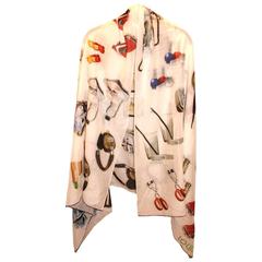 Louis Vuitton White Multi Animation Stickers Stole