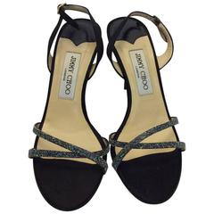 Jimmy Choo Glitter Strap Sandal Heels 8