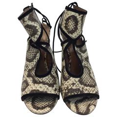 Aquazzura Snake Skin Lace Up Pumps 11