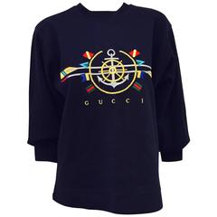 Iconic and Collectible Gucci Navy Jersey Pullover With Nautical Motif 10