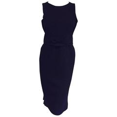 Valentino Black Wool Crepe Sleeveless Sheath Dress With Pleated Bodice 6