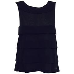 Chanel 2006 Black Sleeveless A-Line Top W Bateau Neckline and Sheer Panels 8