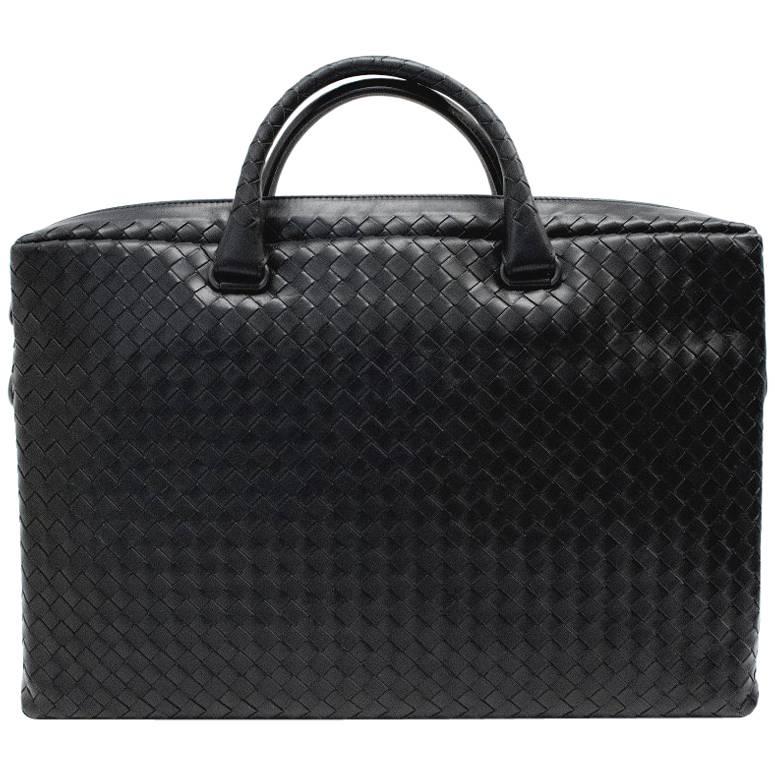 Bottega Veneta Black Briefcase in Prusse Intrecciato Calf For Sale