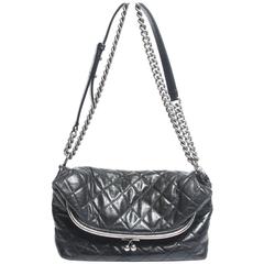 Chanel Tabatière Kiss Lock Bag - cuir noir - crossbody 2016
