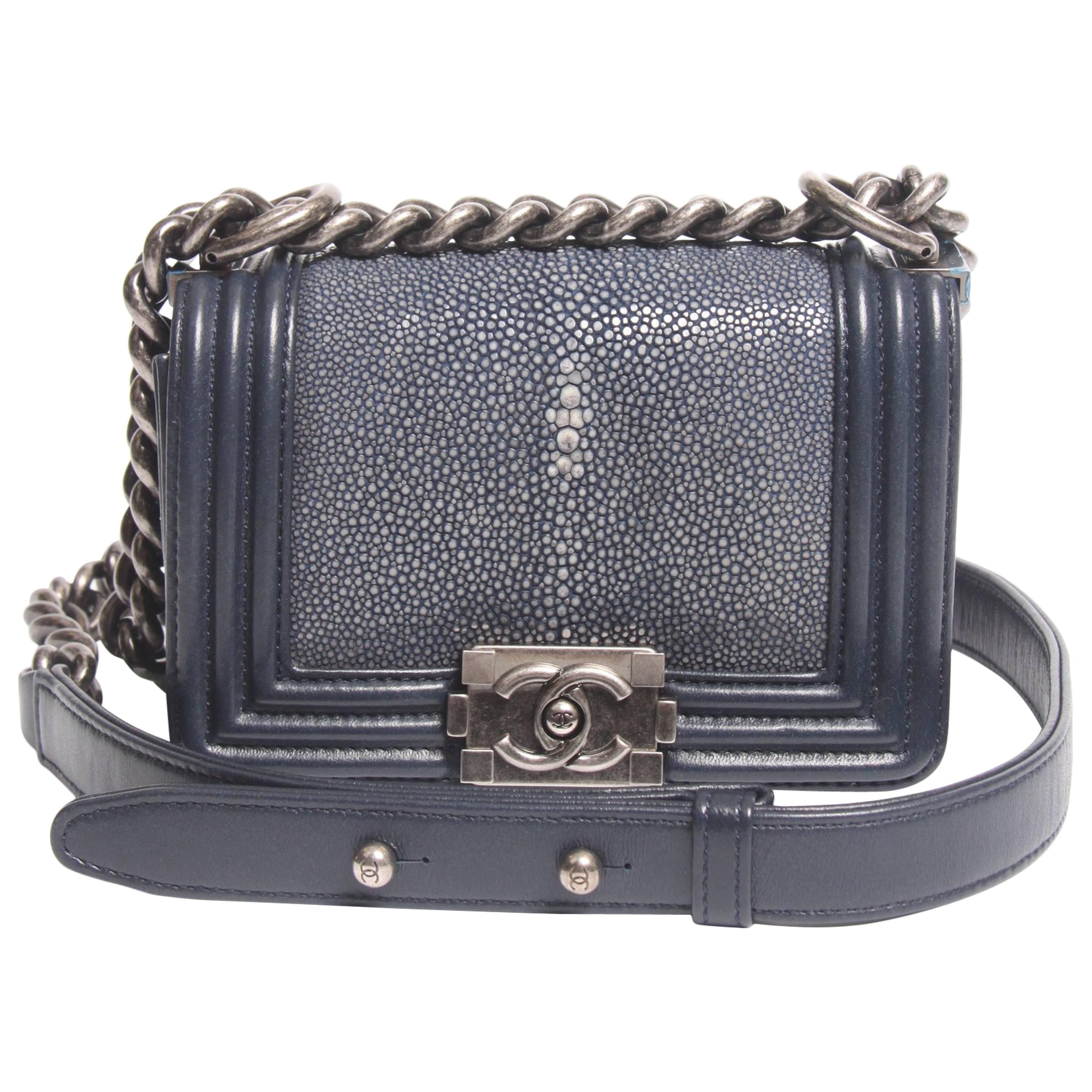 Chanel Mini Boy Bag Stingray Limited Edition - dark blue