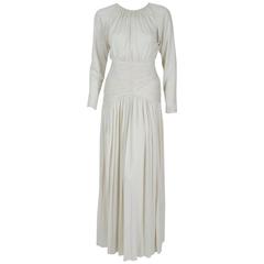 1992 Oscar de la Renta Ivory-White Ruched Silk Grecian Goddess Gown w/Tags
