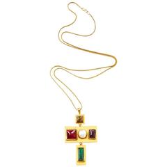 Vintage Roger Scemama For Yves Saint Laurent Jeweled Cross