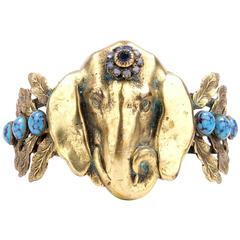 Vintage Joseff of Hollywood Brass Elephant Clamper Cuff 