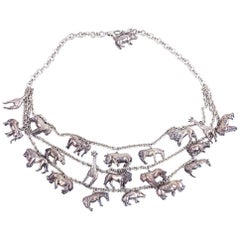 Sterling Multi-Strand Necklace with Animal Charms with matching earrings