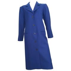 Yves Saint Laurent 1980s Yves Klein Blue Wool Coat Size 8. 5