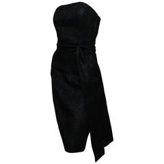 Givenchy Black Cocktail Dress Sleeveless Paisley Lurex Silk with Wrap Belt S 8