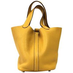 2007 Hermès Yellow Leather "Picotin" Handabag