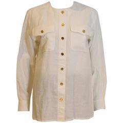 Yves Saint Laurent Rive Gauche Linen Shirt 8