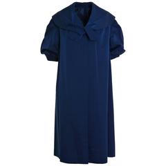 1950s Vintage Blue Satin Evening Overcoat 