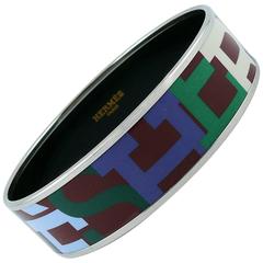 Hermes Wide Capitales Printed Enamel Bracelet 2