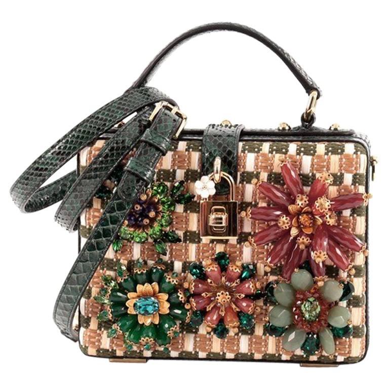 Dolce & Gabbana Treasure Box Bag Embellished Raffia and Python Small