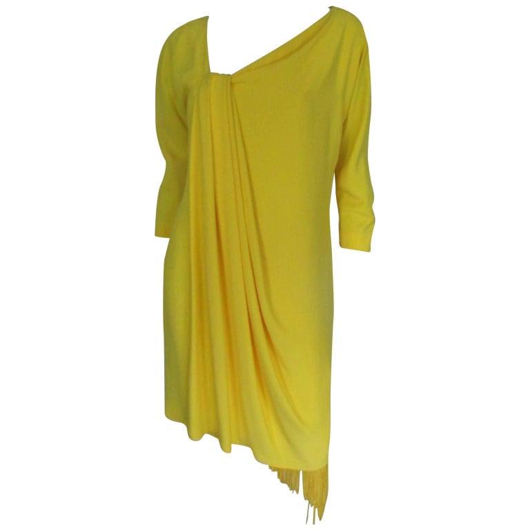 Gianfranco Ferre fringed yellow dress For Sale at 1stDibs