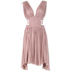 Alaia Blush Pink Grecian Mini Dress w/Deep V-Neckline & Open Sides 7