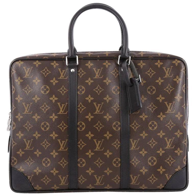 Louis Vuitton Porte-Documents Voyages Bag Macassar Monogram Canvas PM