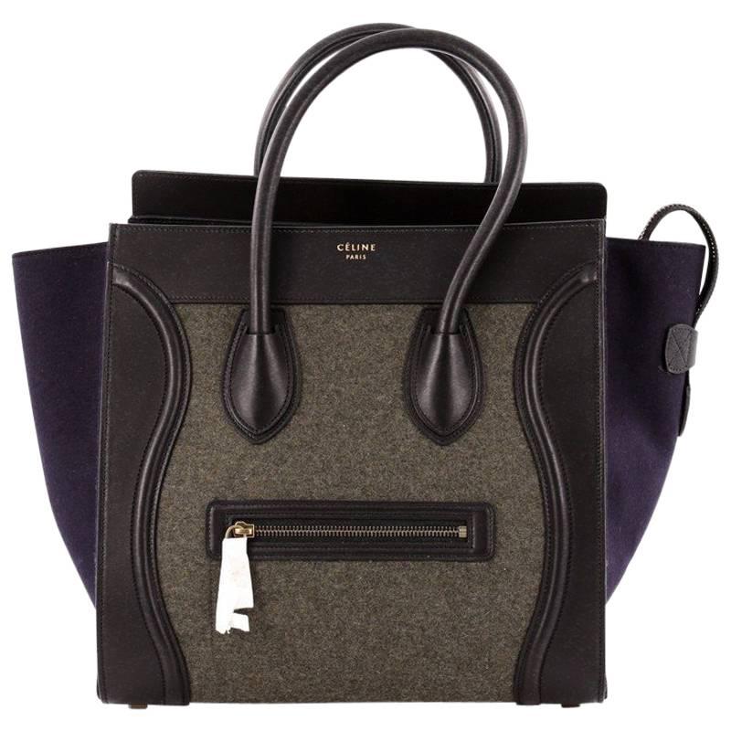 Celine Tricolor Luggage Handbag Felt Mini