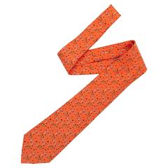 Men's Hermes Vintage Tie Whimsy Horse Show Jumping in Persimmon
