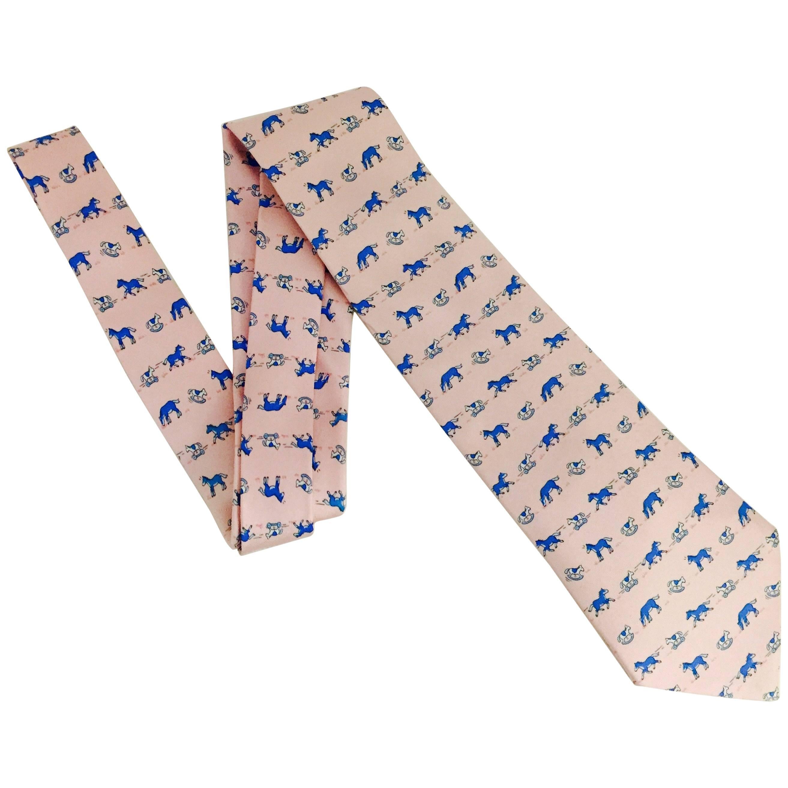 Men's Vintage Hermes Tie, OH BABY! Adorable Pony & Rocking Horse Whimsy