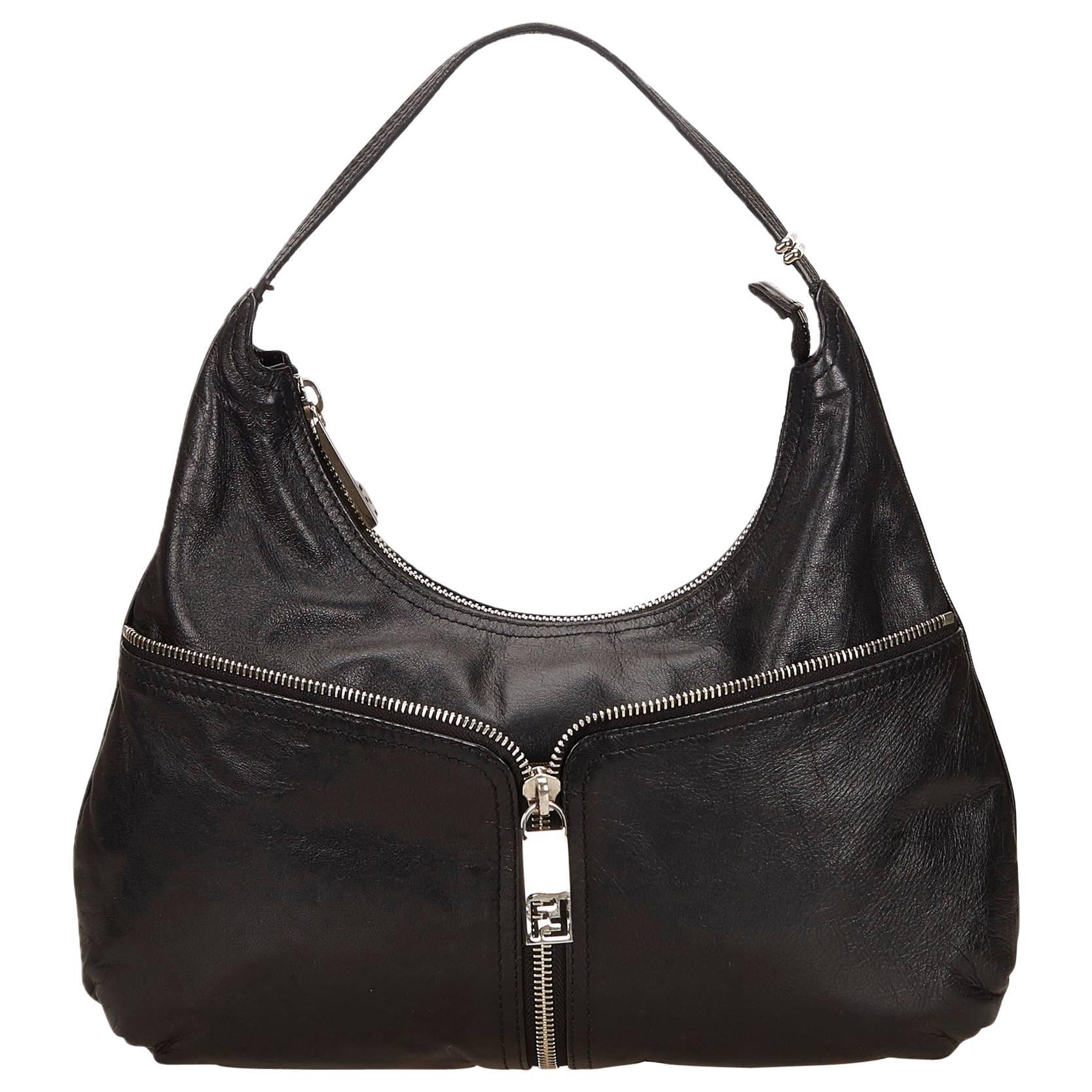 Black Fendi Leather Shoulder Bag