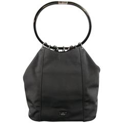 GUCCI Black Nylon Canvas Lucite Oval Hangle Bucket Bag