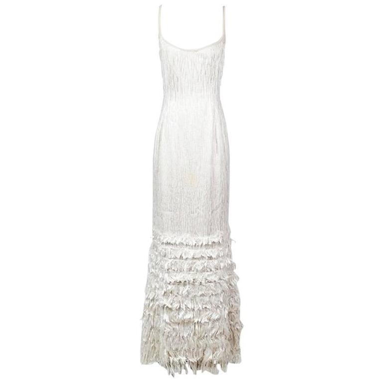 Todd Oldham Beaded Fringe Gown with Frayed Tiers, Fall 1994 For Sale at ...