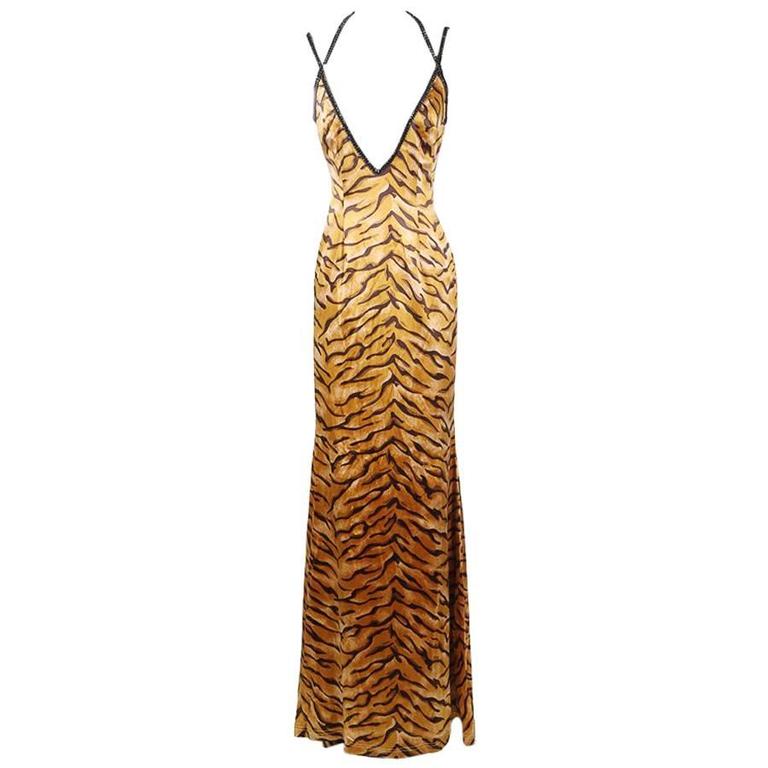 silk tiger dress Todd Oldham Silk Tiger Print Quadruple Strap Dress, Spring 1995 at 1stDibs