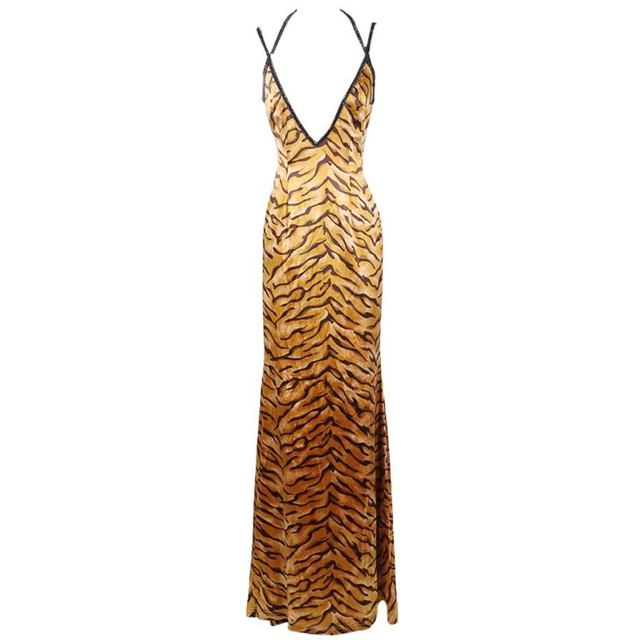 Todd Oldham Silk Tiger Print Quadruple Strap Dress, Spring 1995