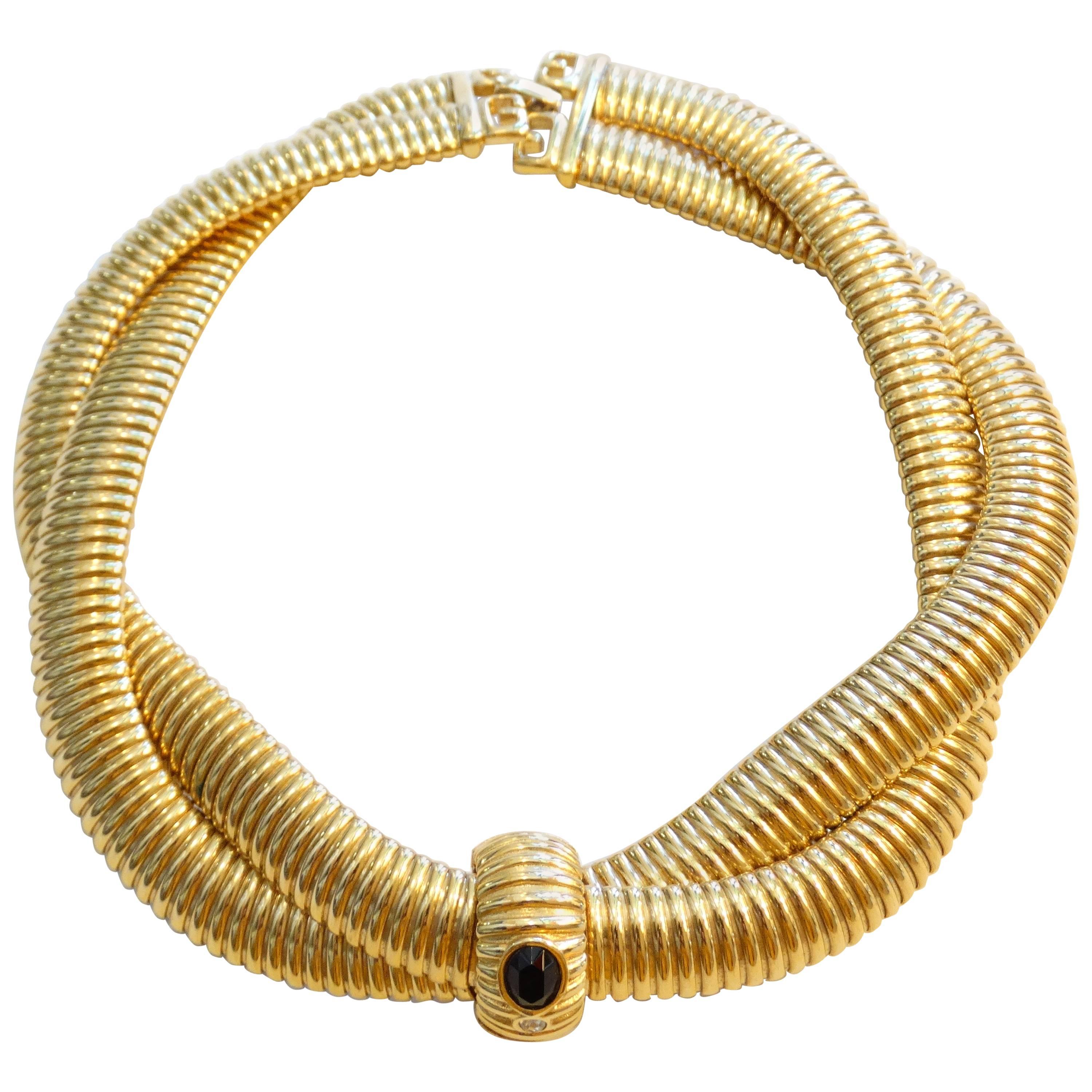 1980s Givenchy Twisted Gold Collar Necklace