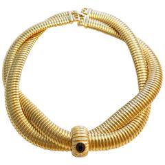 Vintage 1980s Givenchy Twisted Gold Collar Necklace