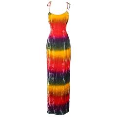 Todd Oldham Rainbow Velvet Maxi Dress,
