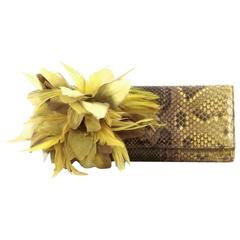 Gucci Angelica Clutch Python with Feathers Long