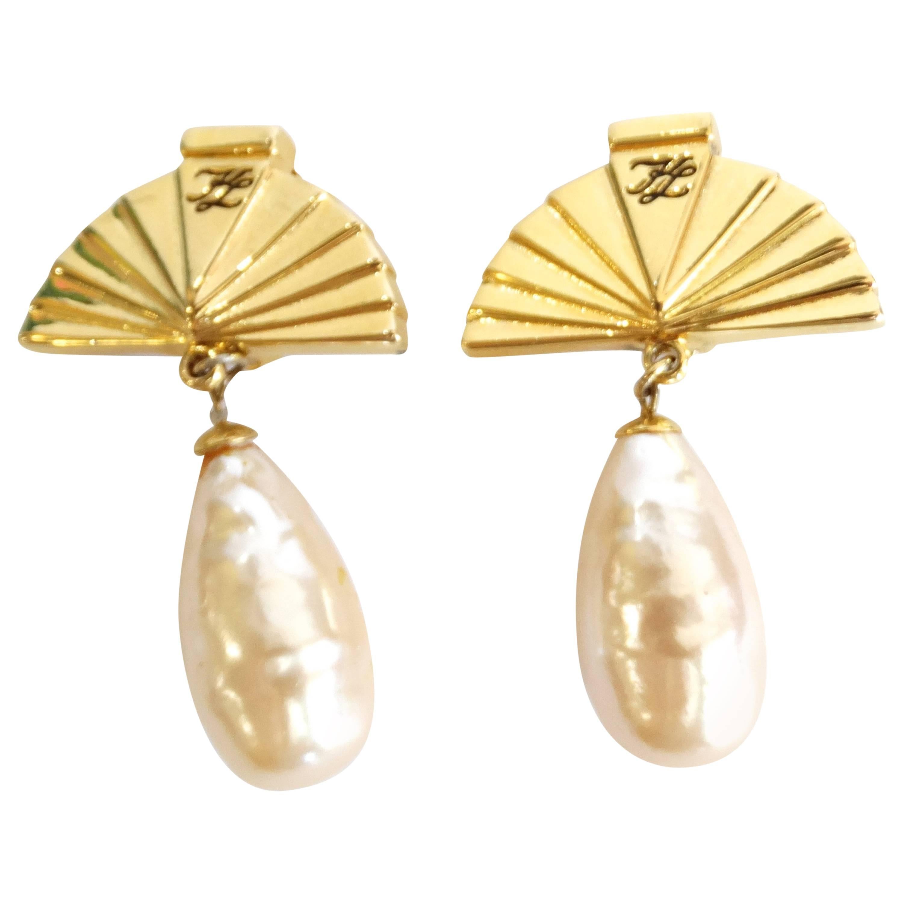 Karl Lagerfeld Fan Pearl Earrings