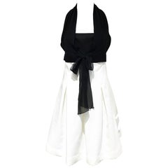 Vintage 1990s CHANEL Black and White Cotton Halter Cocktail dress