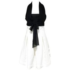 Vintage 1990s CHANEL Black and White Cotton Halter Cocktail dress 7