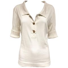 Vintage 1980s CHANEL Off White Knit Sweater Top 1